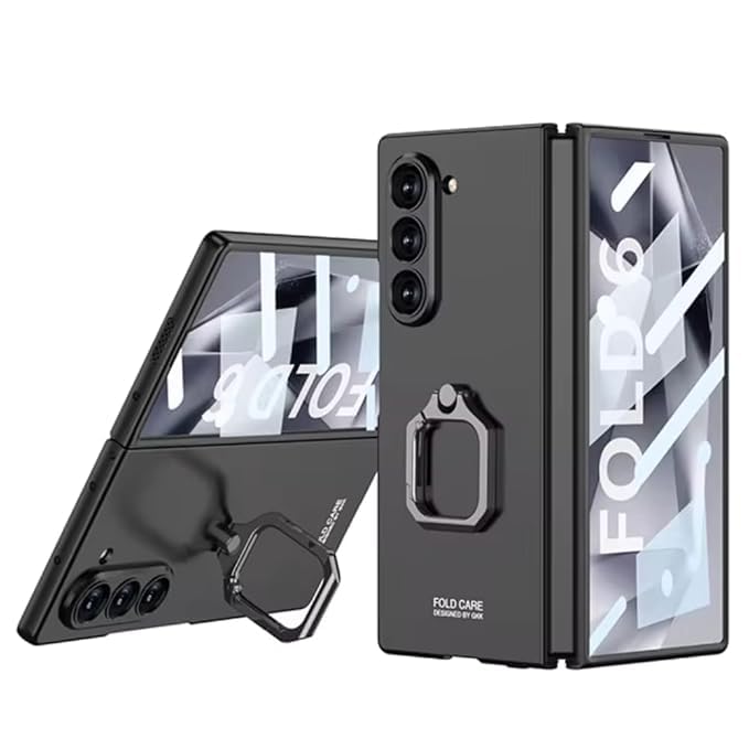 Armor Ring Case for Samsung Galaxy Z Fold6 with built-in ring holder stand and full hinge coverage.