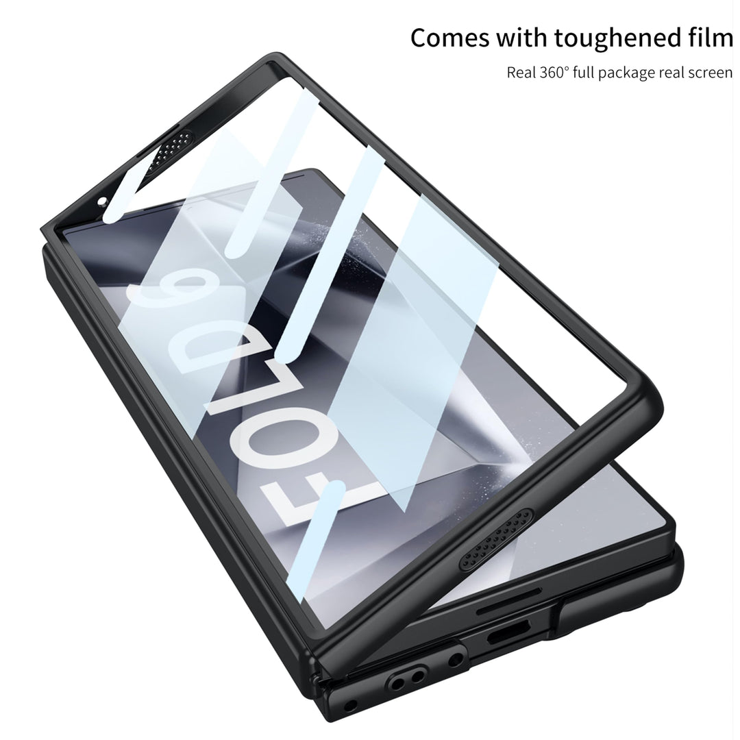 Galaxy Z Fold6 WarpShield Case with kickstand, hinge protection, and front screen frame 