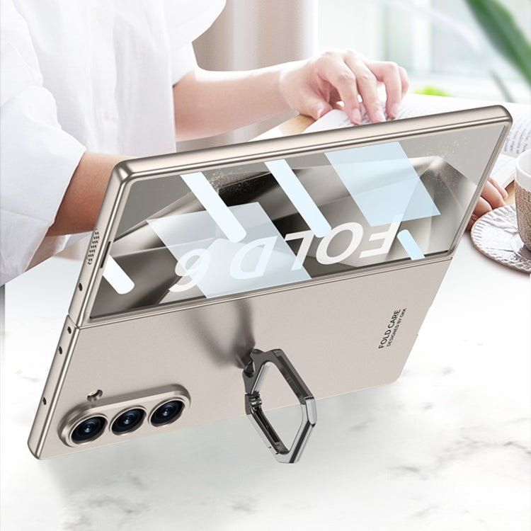 Armor Ring Case for Samsung Galaxy Z Fold6 with built-in ring holder stand and full hinge coverage.