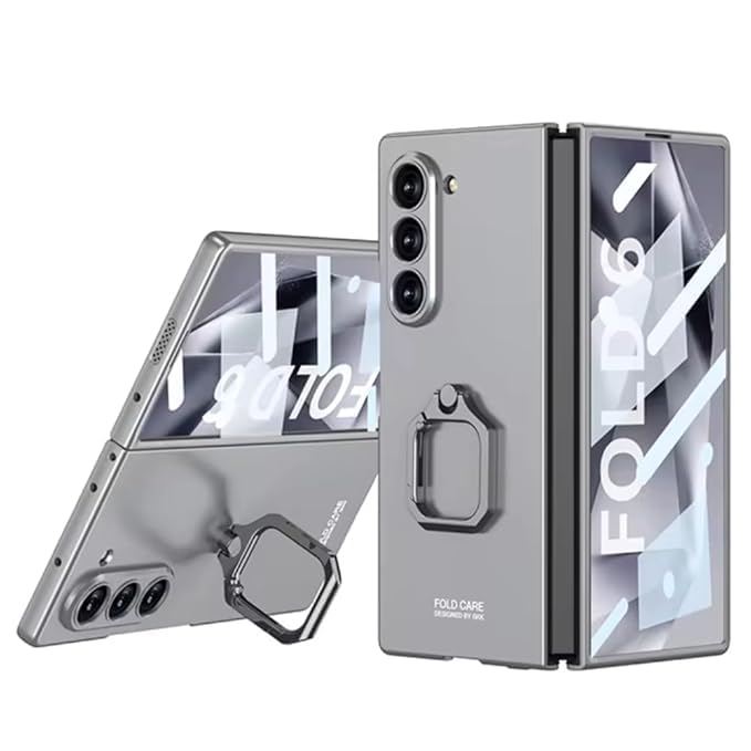 Armor Ring Case for Samsung Galaxy Z Fold6 with built-in ring holder stand and full hinge coverage.