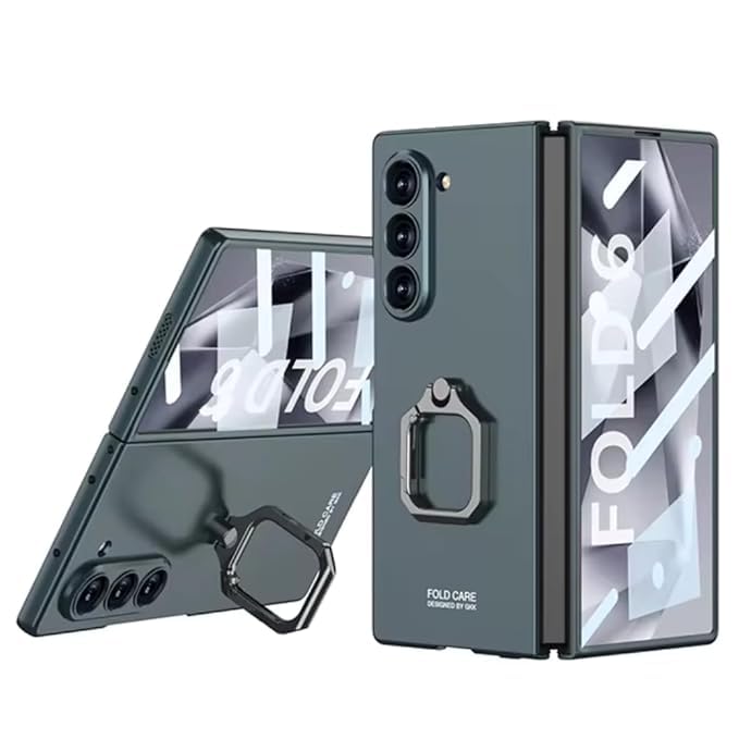 Armor Ring Case for Samsung Galaxy Z Fold6 with built-in ring holder stand and full hinge coverage.