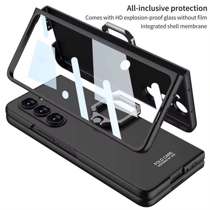 Armor Ring Case for Samsung Galaxy Z Fold6 with built-in ring holder stand and full hinge coverage.
