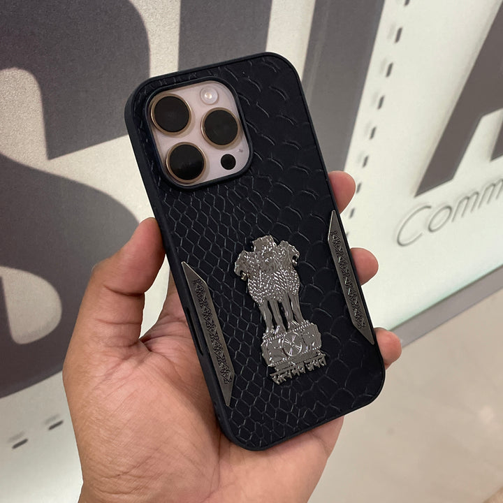 iPhone 16 Series Satyamev Jayate Textured Leather Case