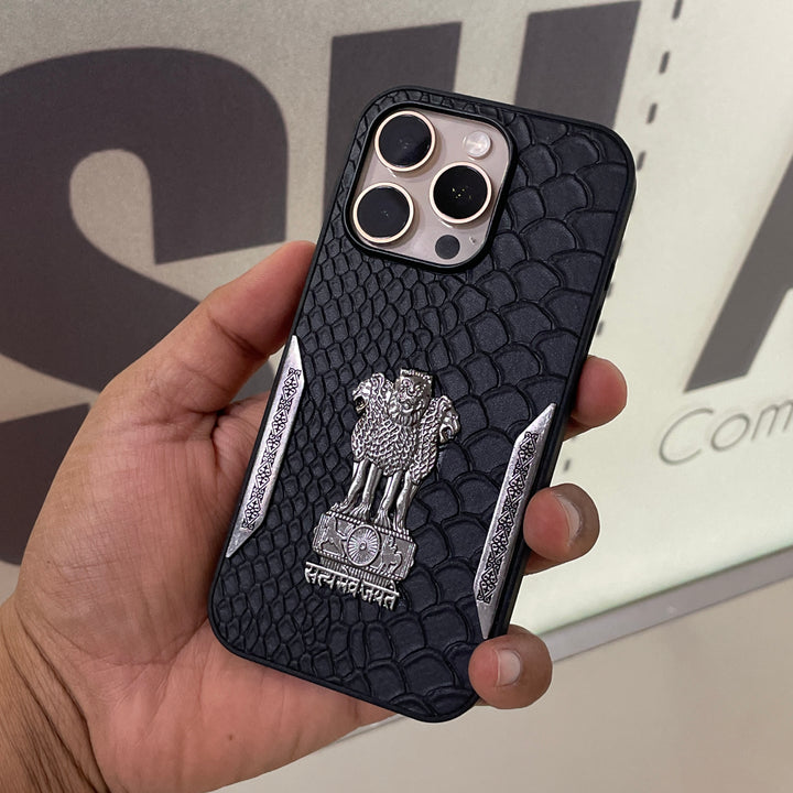 iPhone 16 Series Satyamev Jayate Textured Leather Case