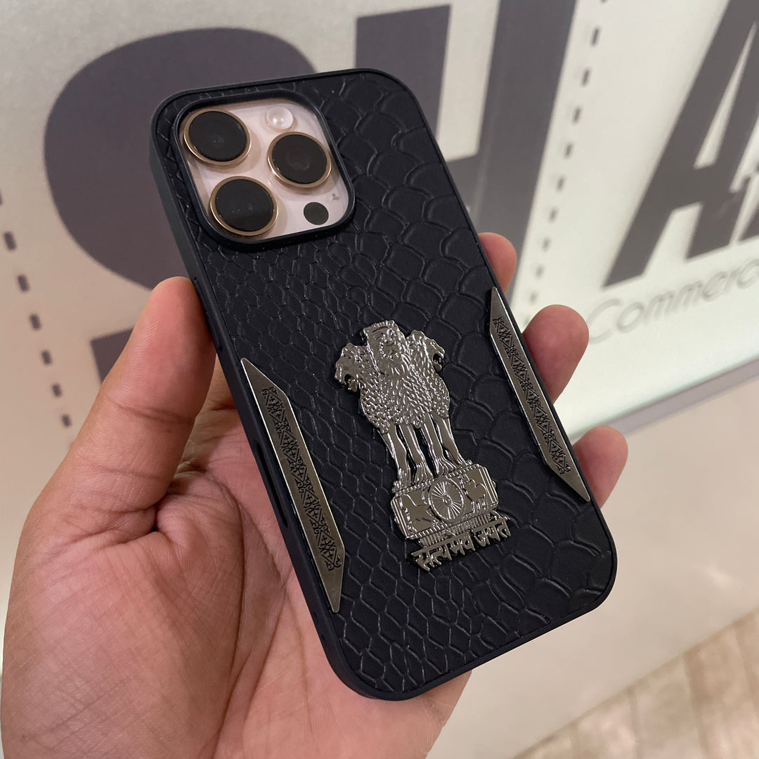 iPhone 16 Series Satyamev Jayate Textured Leather Case