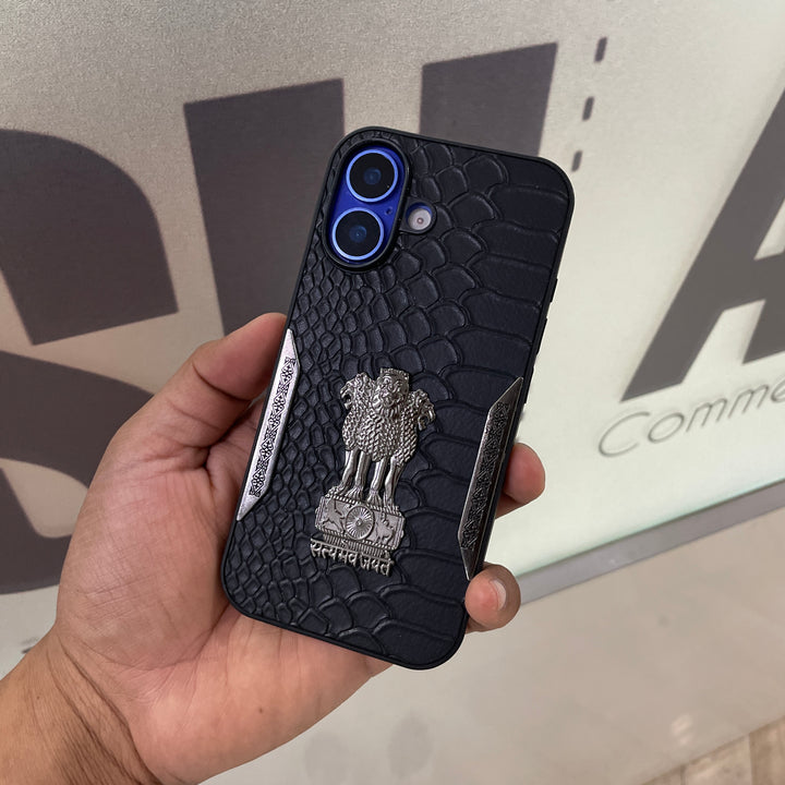 iPhone 16 Series Satyamev Jayate Textured Leather Case