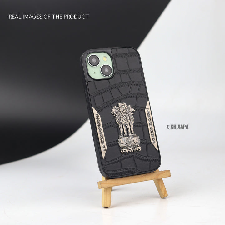iPhone 15 Series Satyamev Jayate Leather Textured Case