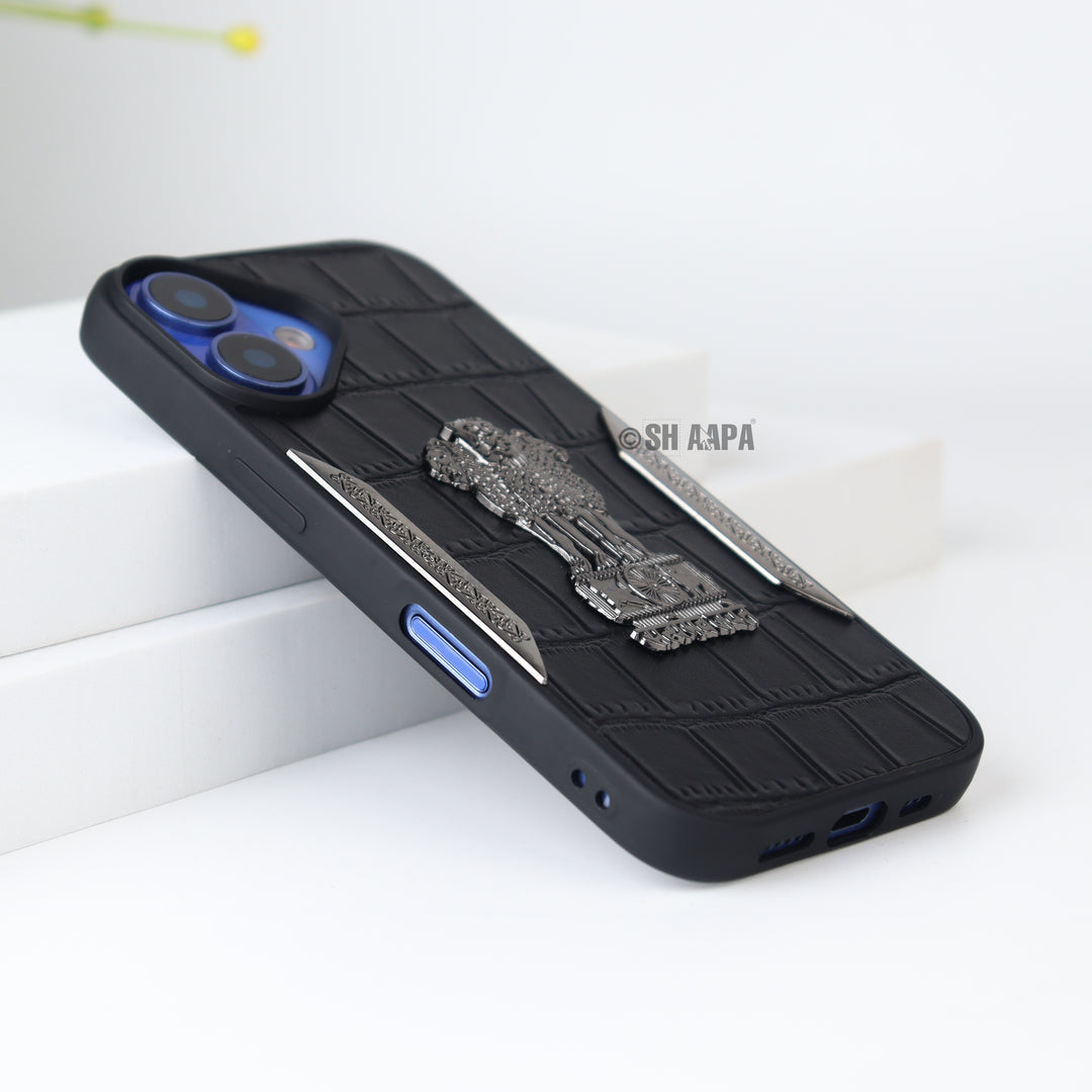 iPhone 16 Series Satyamev Jayate Textured Leather Case