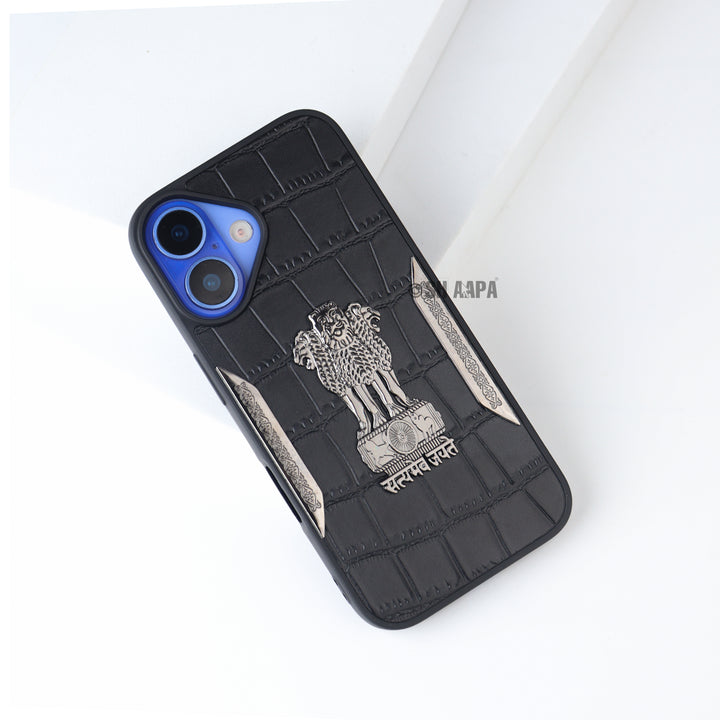 iPhone 16 Series Satyamev Jayate Textured Leather Case