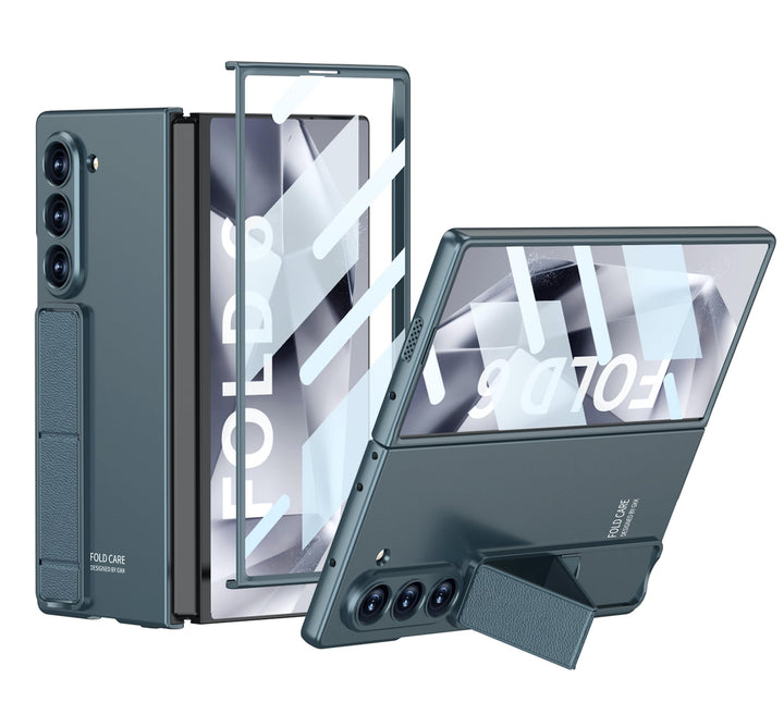 Galaxy Z Fold6 WarpShield Case with kickstand, hinge protection, and front screen frame 