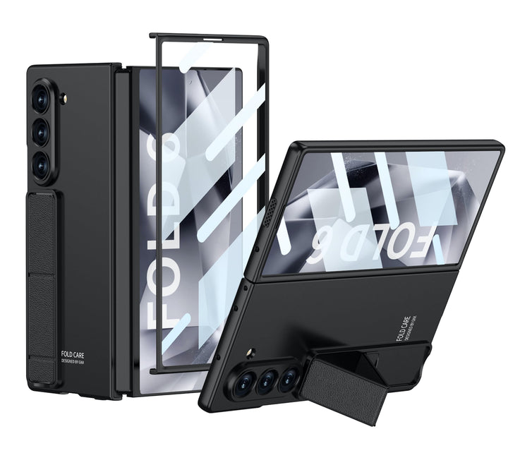 Galaxy Z Fold6 WarpShield Case with kickstand, hinge protection, and front screen frame 