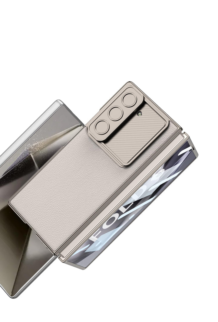 Galaxy Z Fold6 Defender Grip Case with Front Tempered Glass. sliding camera cover, card holder slot, and full hinge protection