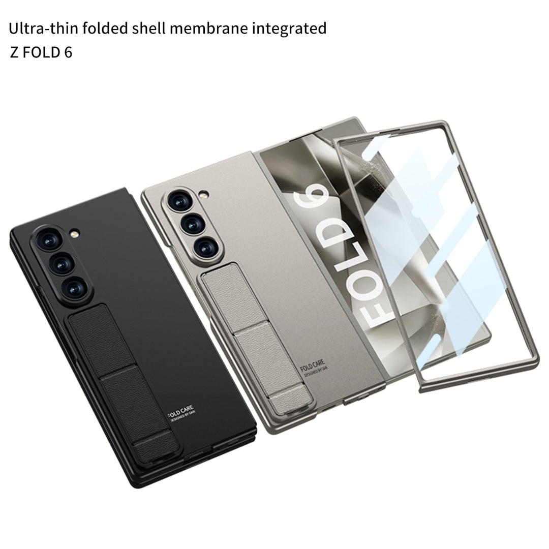 Galaxy Z Fold6 WarpShield Case with kickstand, hinge protection, and front screen frame 