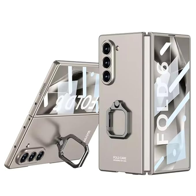 Armor Ring Case for Samsung Galaxy Z Fold6 with built-in ring holder stand and full hinge coverage.