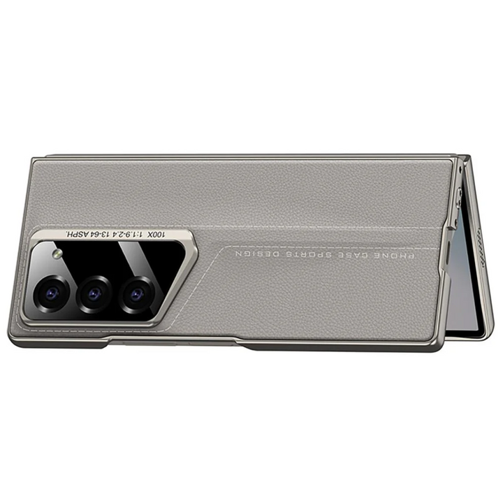 CarbonForge Armor Case for Samsung Galaxy Z Fold6 with stitched detailing, hinge protection, and front tempered glass