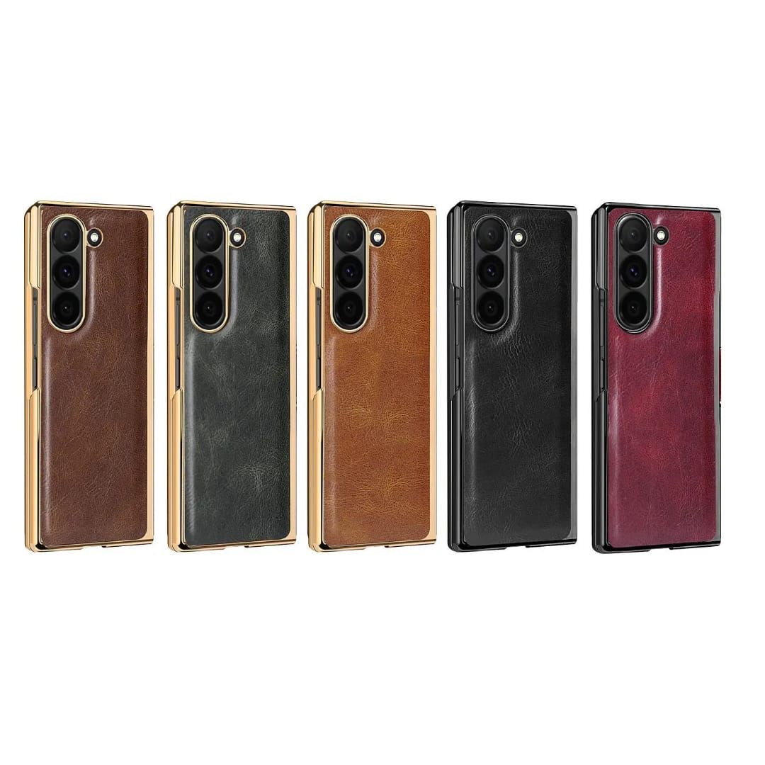 Luxury leather case for Samsung Galaxy Z Fold with front screen protector in classic design