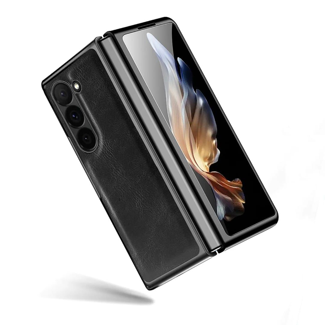 Luxury leather case for Samsung Galaxy Z Fold with front screen protector in classic design
