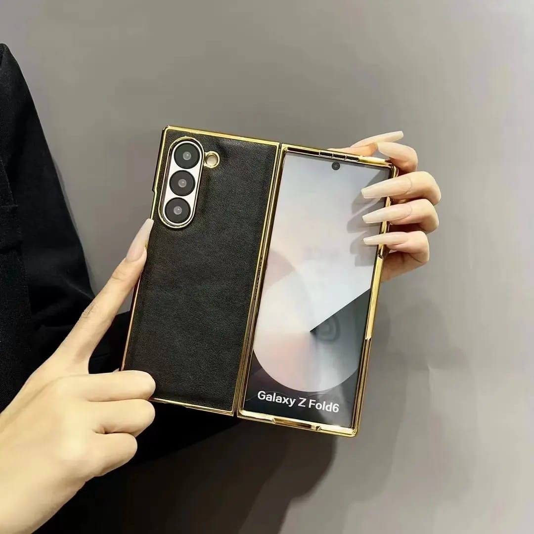 Luxury leather case for Samsung Galaxy Z Fold with front screen protector in classic design